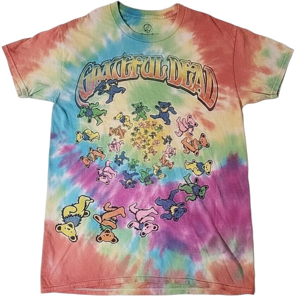 Grateful Dead Tie Dye Dancing Bears Graphic T-Shirt Small Multicolor 2015